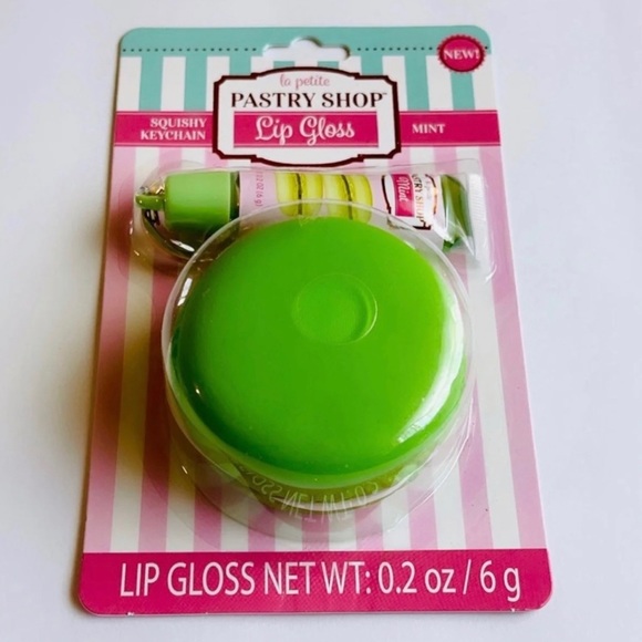 La Petite Pastry Shop Squishy Macaron & lip gloss keyring / charm - Picture 4 of 5